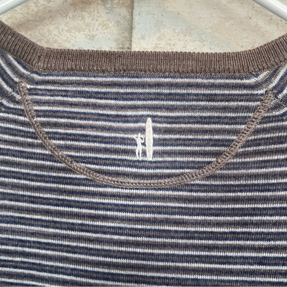 Johnnie-O Mens Virgil Prep Merino Wool Striped Sweater Sz Medium Gray Tan White - Picture 11 of 16